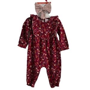 Wonder Nation Baby Girl Ruffle Romper with Headband Size 18M NWT